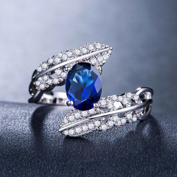 Gorgeous 925 Silver Blue Sapphire Ring New - Picture 4 of 4